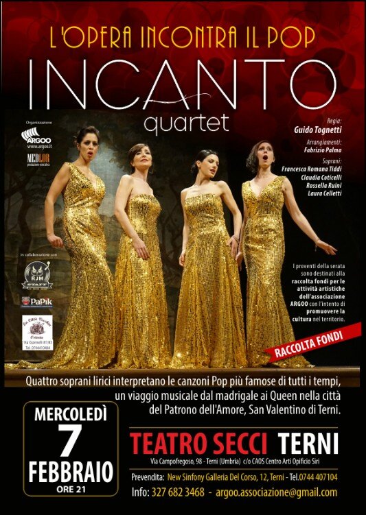 Incanto Quartet l'opera incontra il pop Teatro Secci Terni Incanto Quartet l'opera incontra il pop Teatro Secci Terni
